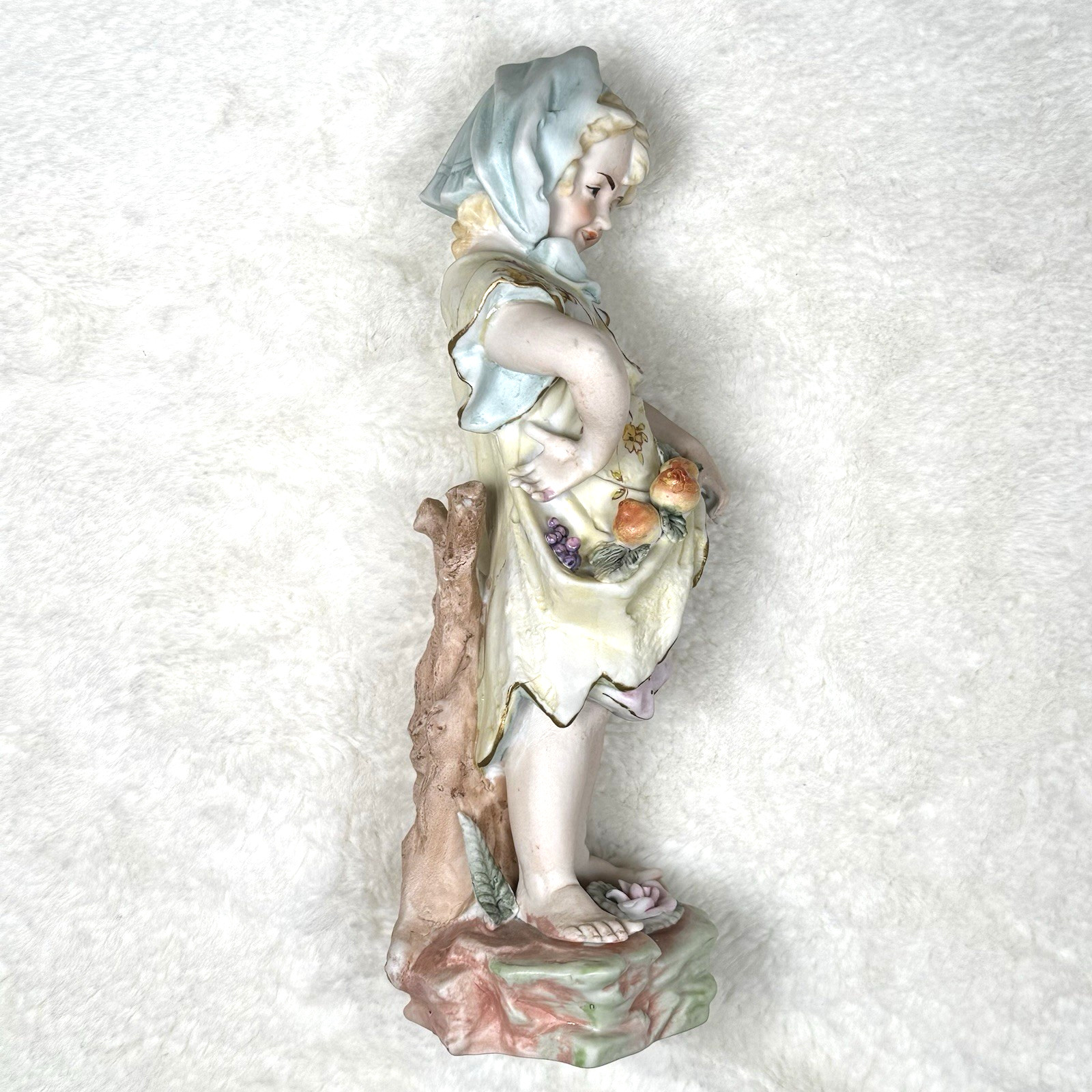 Crossed Arrows Italy Capodimonte Style Hand Painted Porcelain Girl Repair 8.5 in