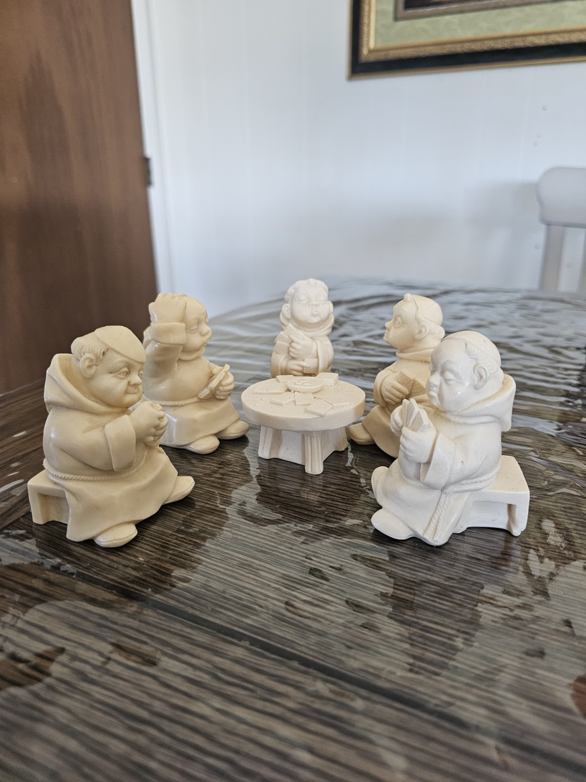 VINTAGE (SET OF 6) LegnoArt Monks Friars Playing Cards Figures Made In Italy