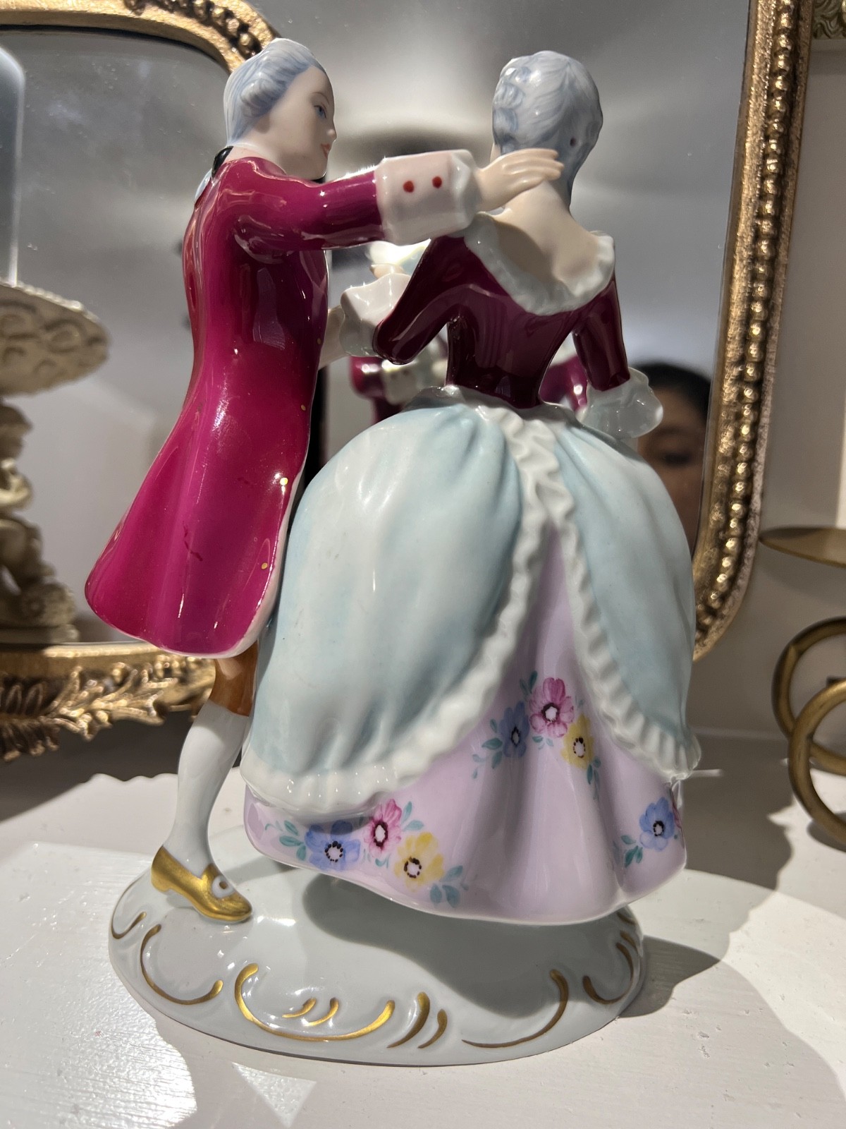 Rare Royal Dux Czechoslovakia Bohemia Dancing Victorian Couple PorcelainFigurine