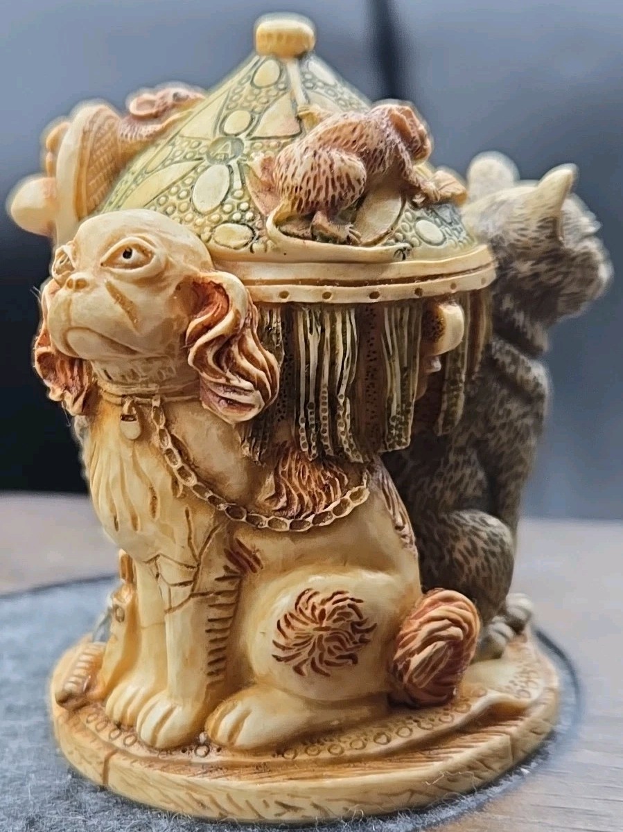 Harmony Kingdom Night Light CAT Trinket Box Figurine Signed TJLEB00F LIMITED