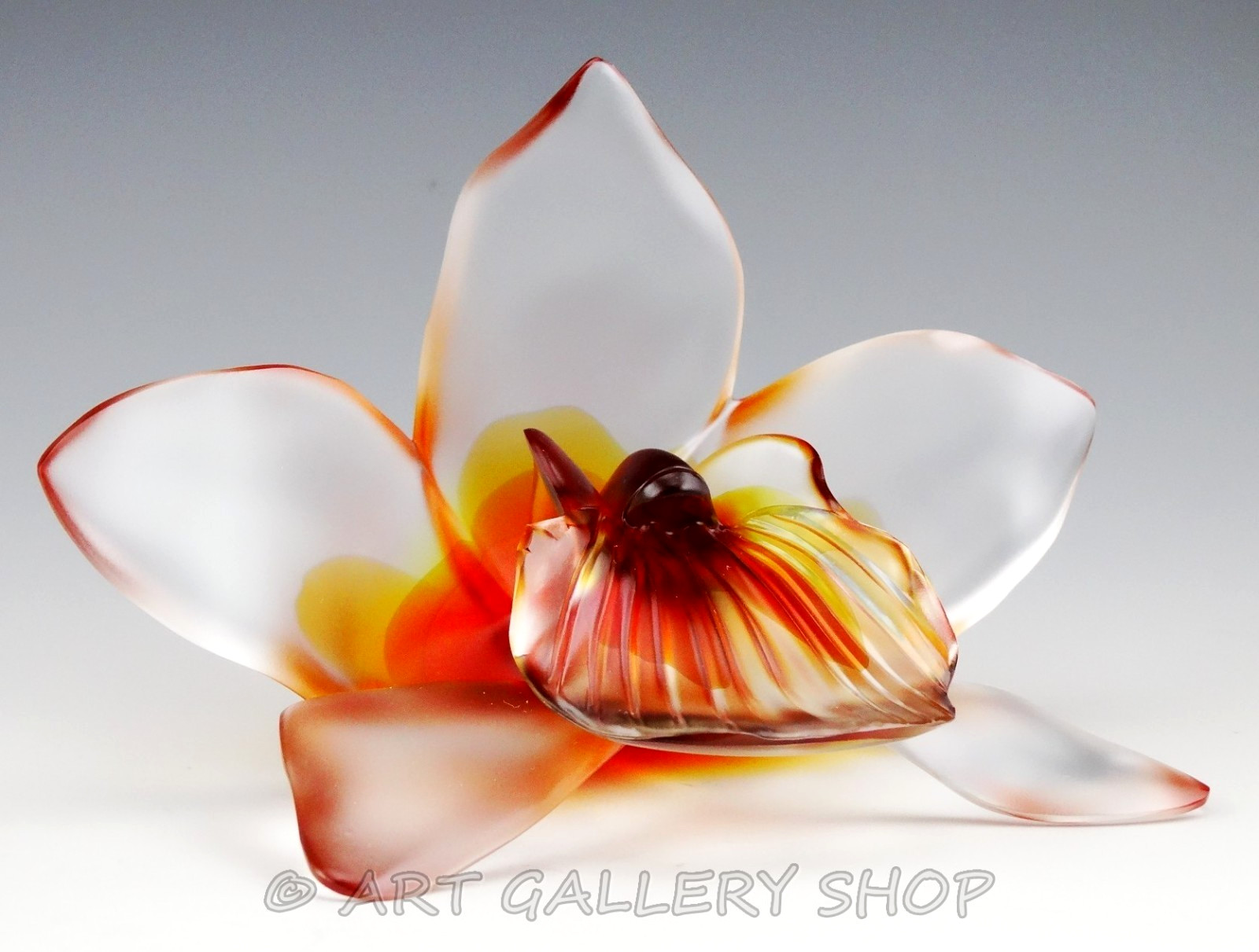Royale De Champagne France Crystal ORCHID FLOWER PAPERWEIGHT FIGURINE Mint