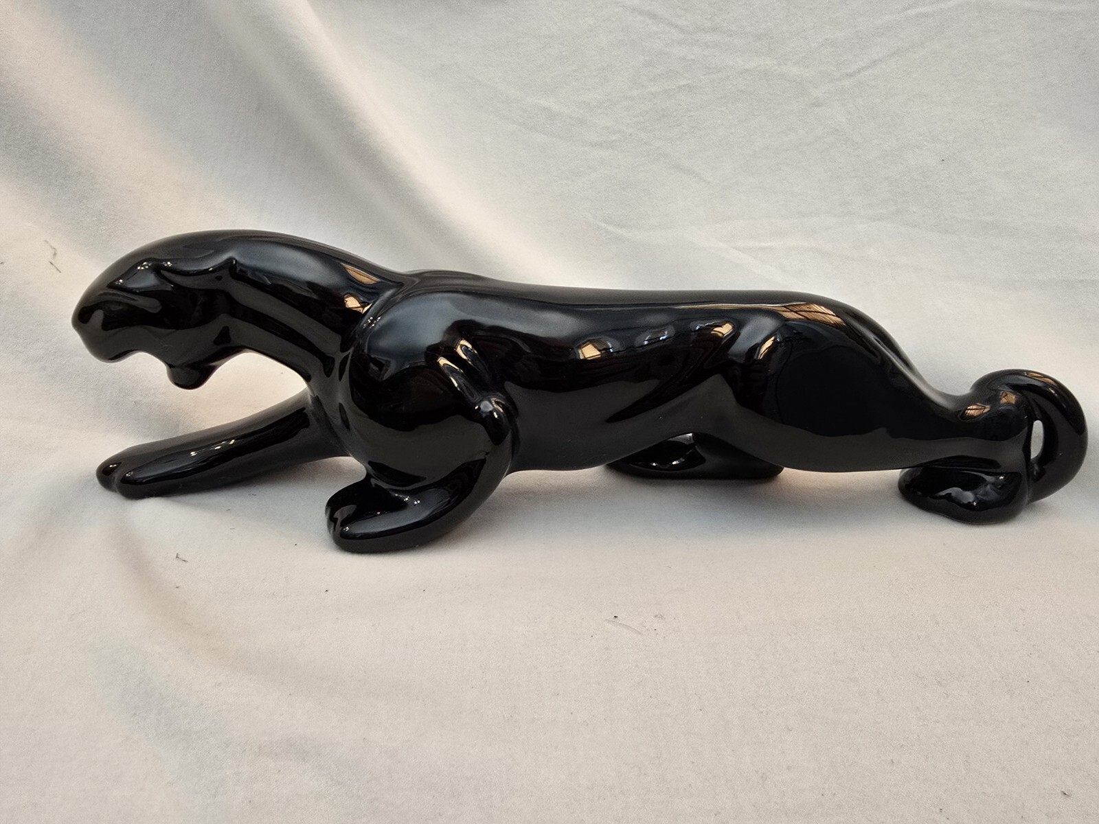 Vintage MCM Stalking 1950s Glossy Black Panther Figurine Statue 13” Royal Haeger