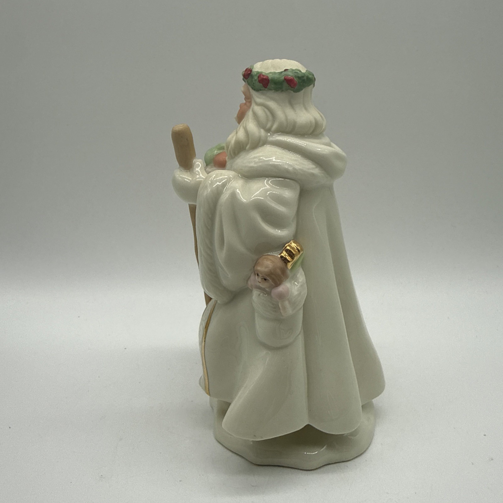 Lenox Classic Father Christmas Porcelain Figurine Santa with Staff & Fruit