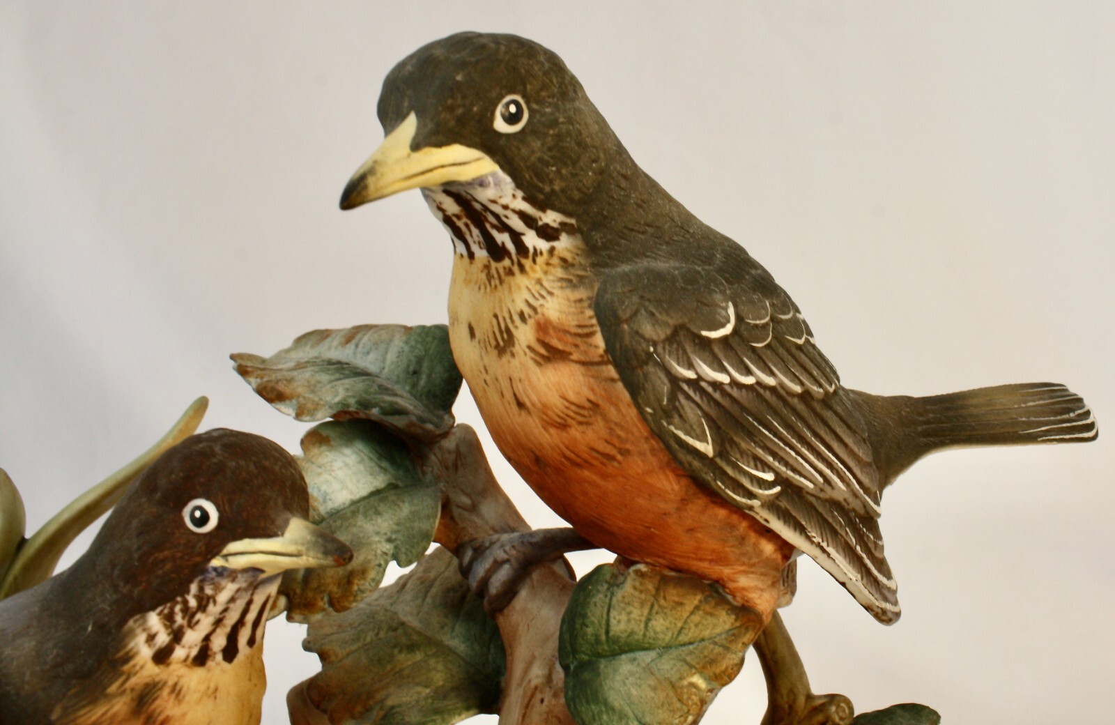Andrea Sadek A FAMILY OF ROBIN Signed. Porcelain Sculpture on Stand. 1970s