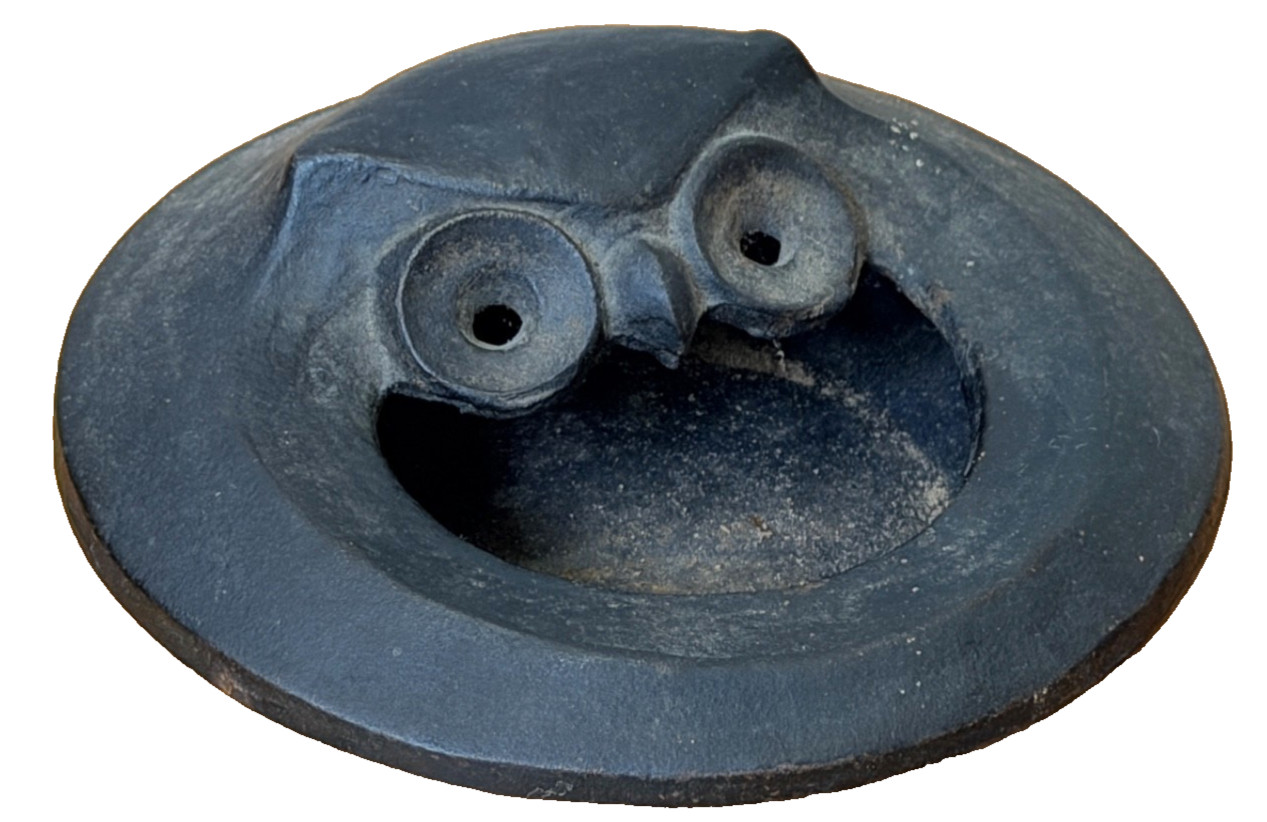 Japanese Nambu Brutalist Cast Iron Owl Bird Sculpture Figurine Bowl Vtg Rare Mcm