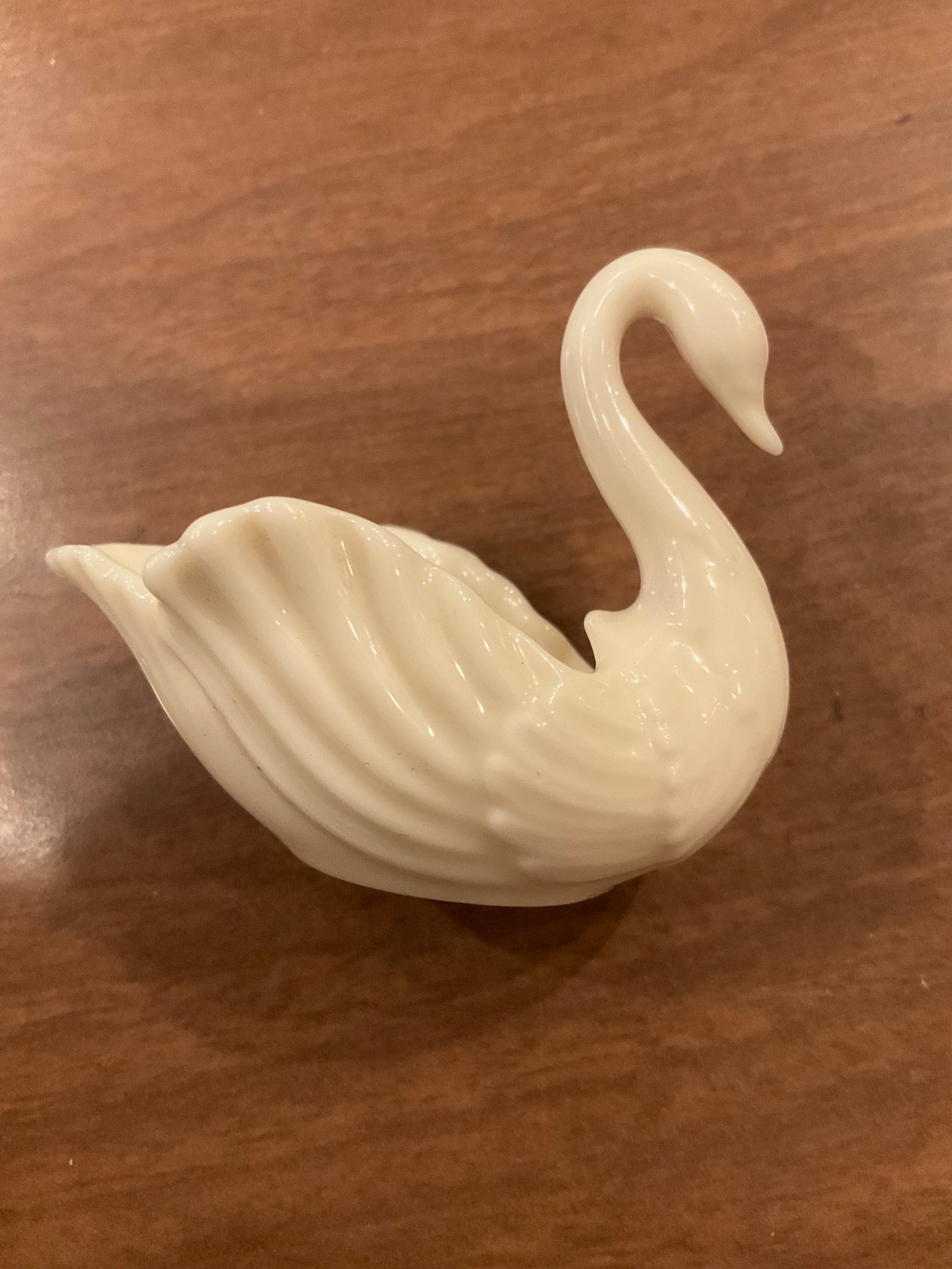 LENOX “To the Bride!” SWAN Wedding Ring TRINKET DISH, white w/gold, VTG