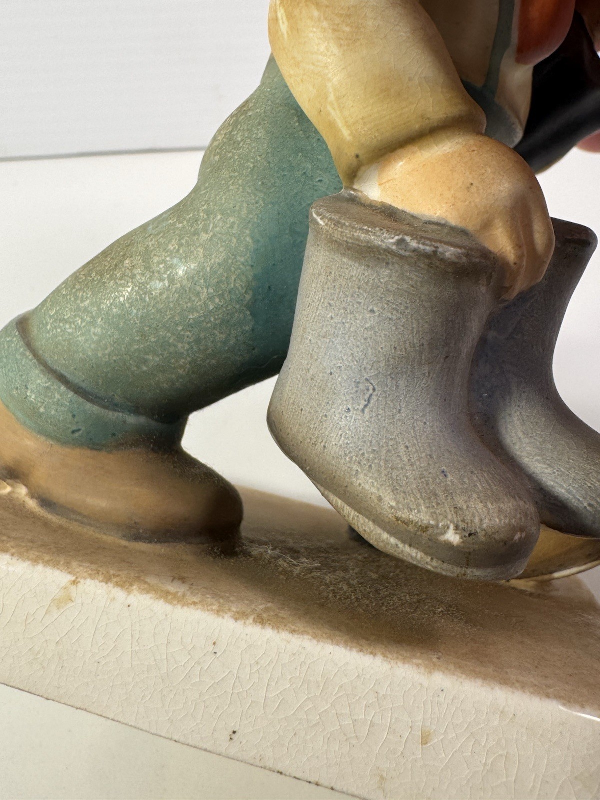 Vintage UCAGCO Ceramics Japan Rare Find Boy Walking Boots And Umbrella 6.5 Inch