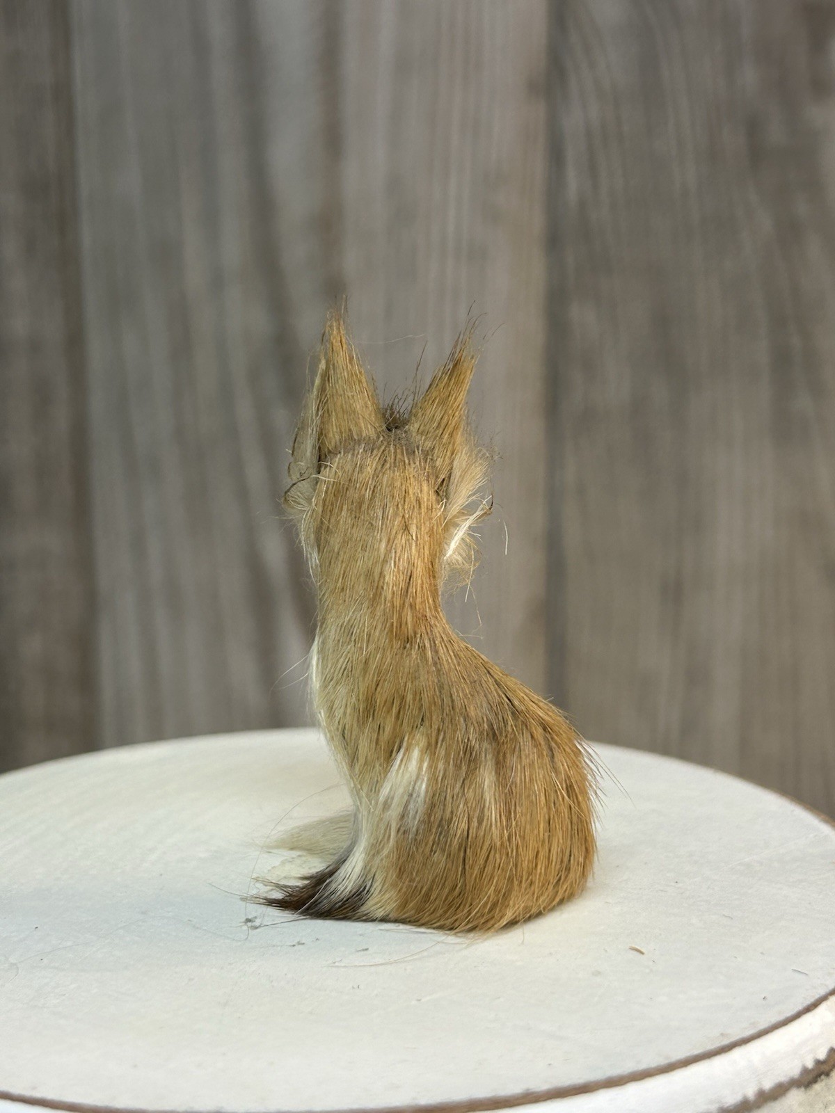 Vintage Real Fur Fox Mini Miniature Forest Animal Figurine Figure 2 3/8”