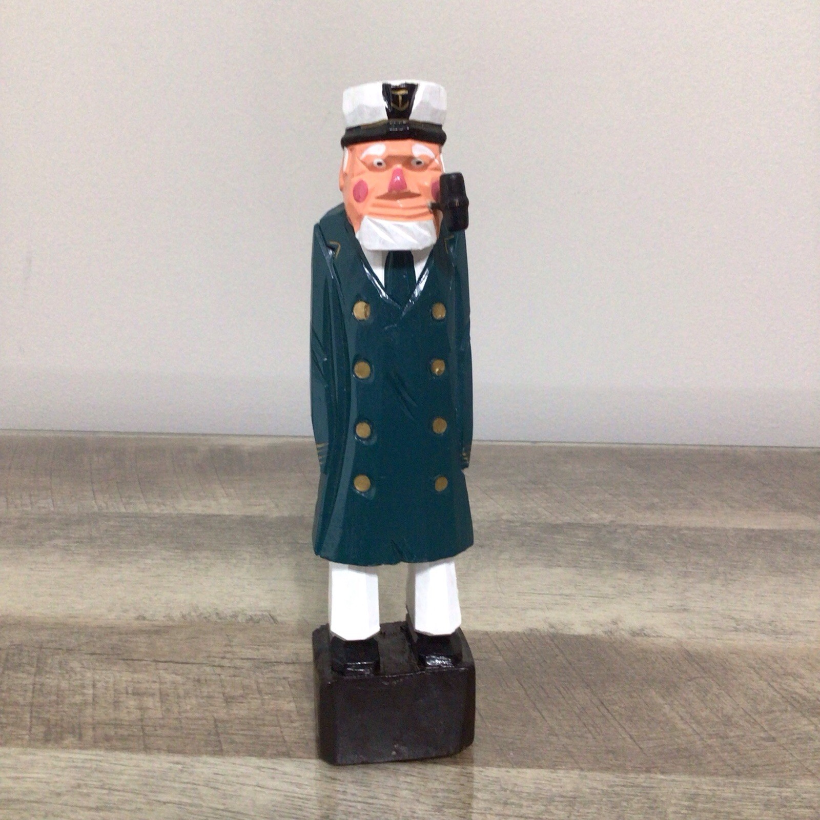 Maritime Nautical Carved Wood Folk Art Sea Captain Sailor Figure 7.75″x2″