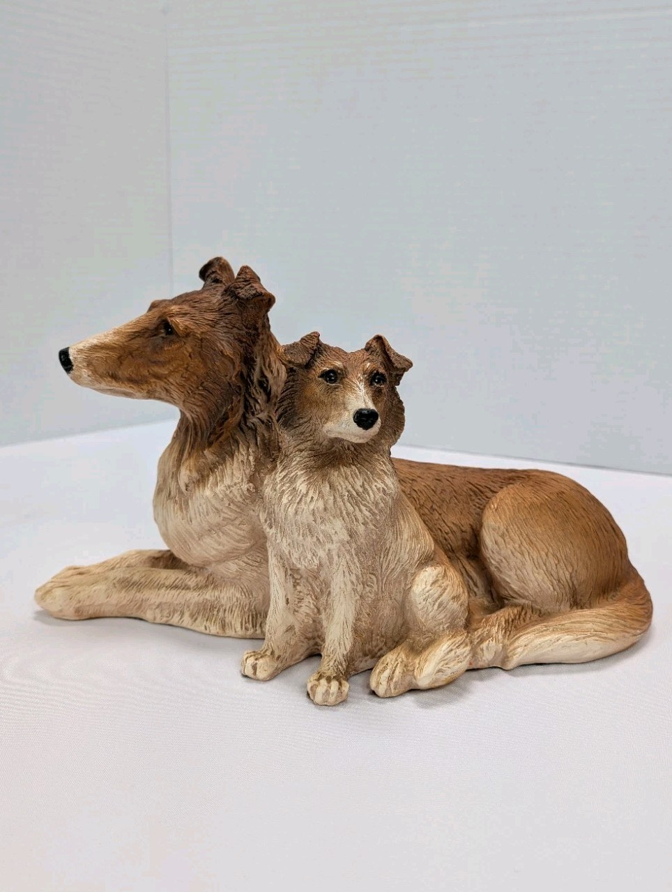 Vintage Collie Homco Adult Mom/Dad & Puppy USA Resin Large Lassie Dog Figurine
