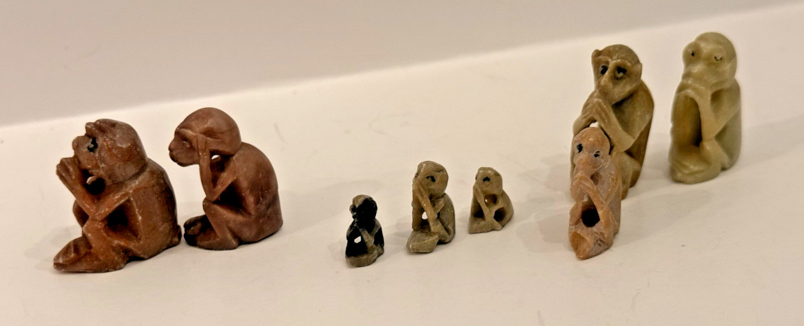 Vintage Monkey Stone Antique Figurines & Statues Miniature 8 Pc Lot Collectibles