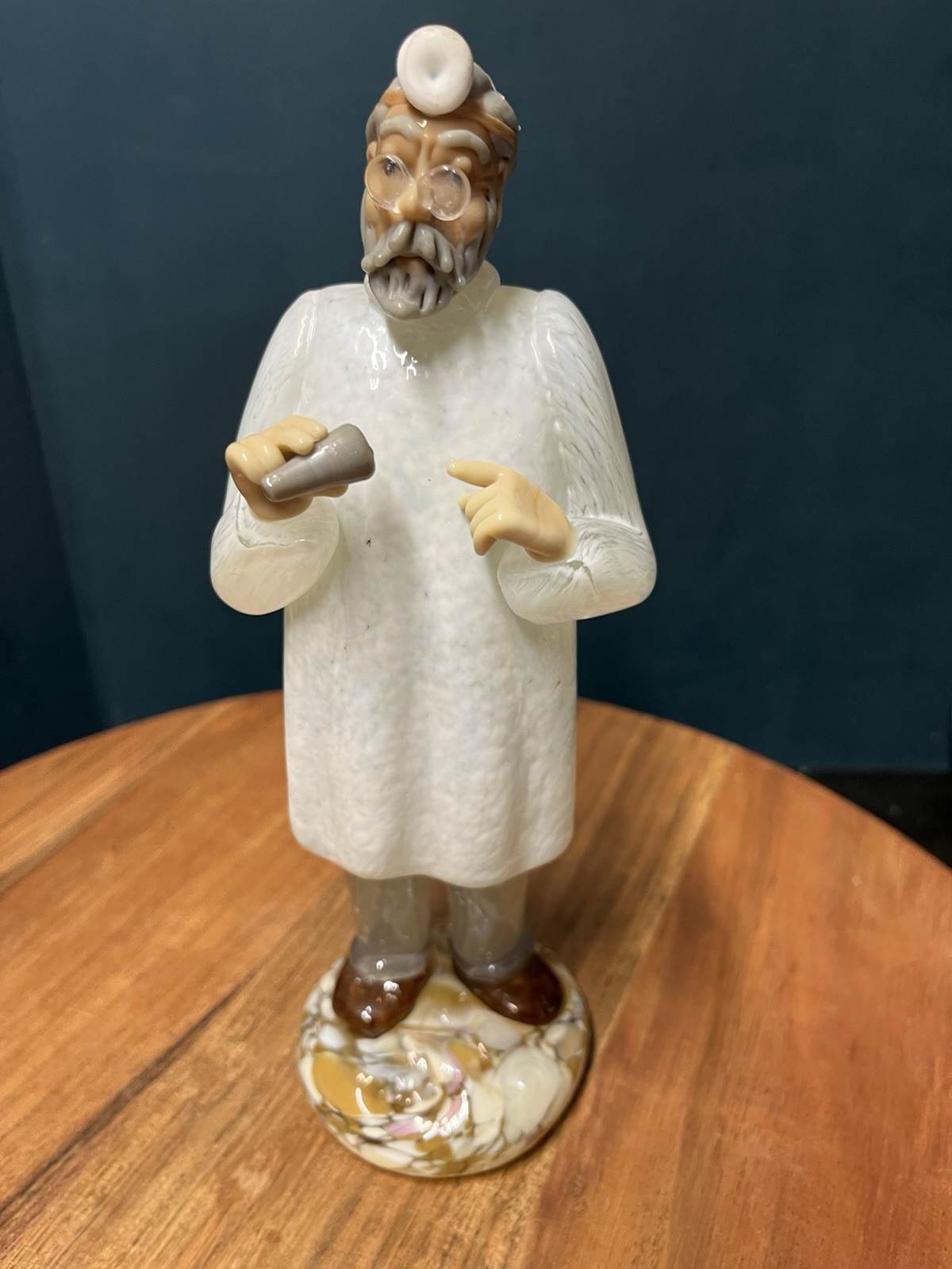 1950s Belfor Handblown Czech Bohemian Glass Doctor Figure Sculpture 8.5”