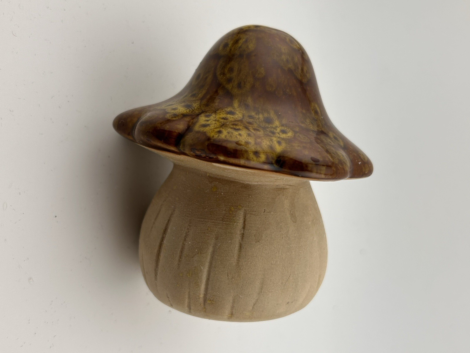 Brown Ceramic Glazed Mushroom 4” Fairy Garden, Indoor/Outdoor, Decor