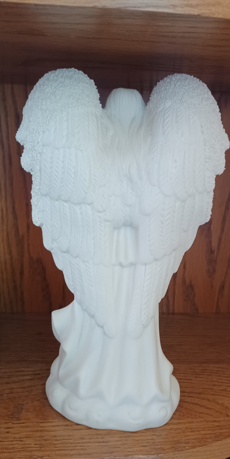 Angel Figurine White Porcelain Matte Finish Outstretched Arms 8.5 Inches Tall