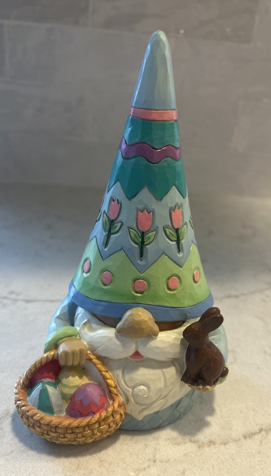 Jim Shore Easter Gnome with Basket Figurine Spring Bunny Decor Collectible Gift