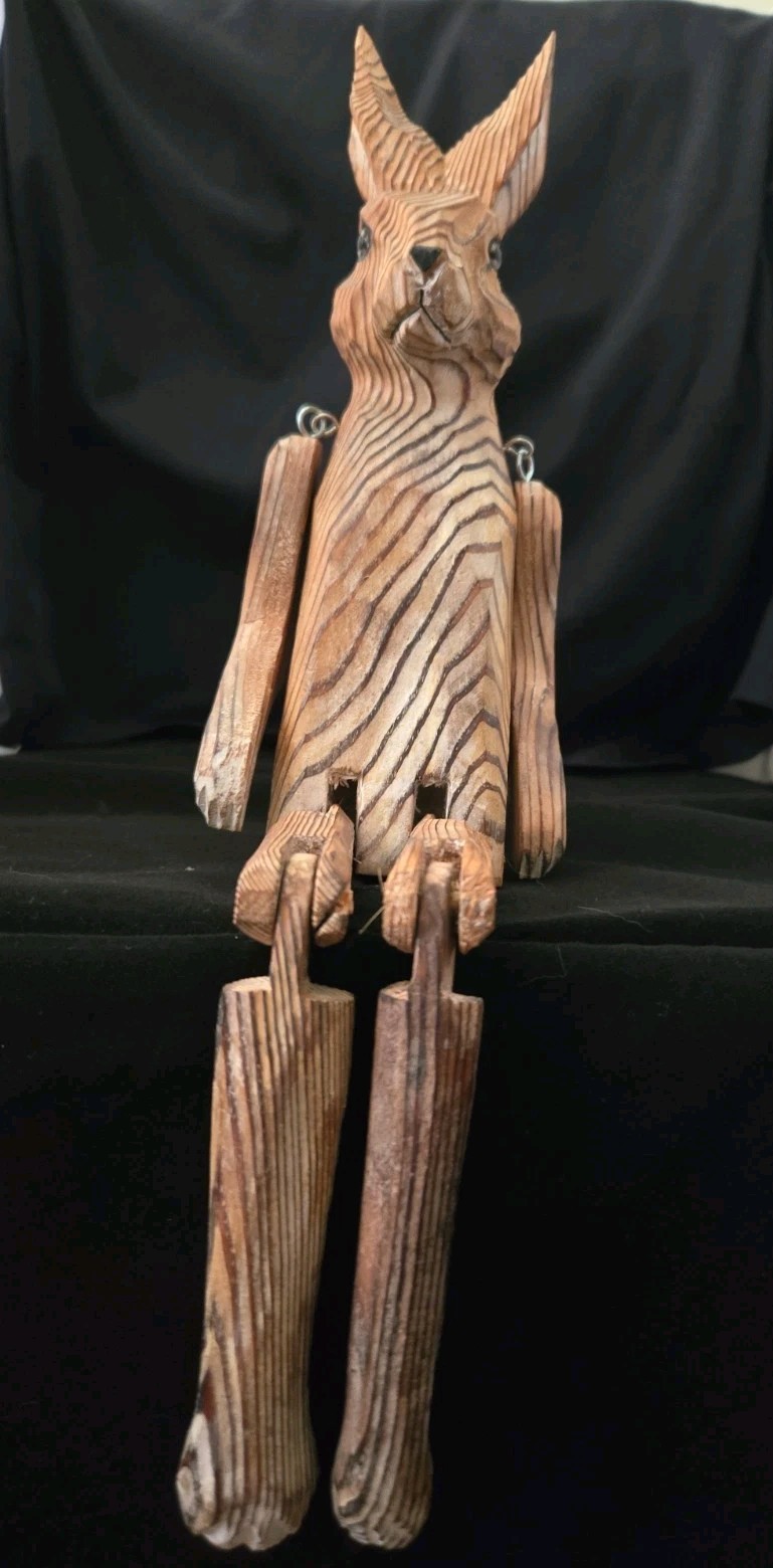 Wooden Shelf Sitter Rabbit Hand Carved From The Victorian Trading Company ***