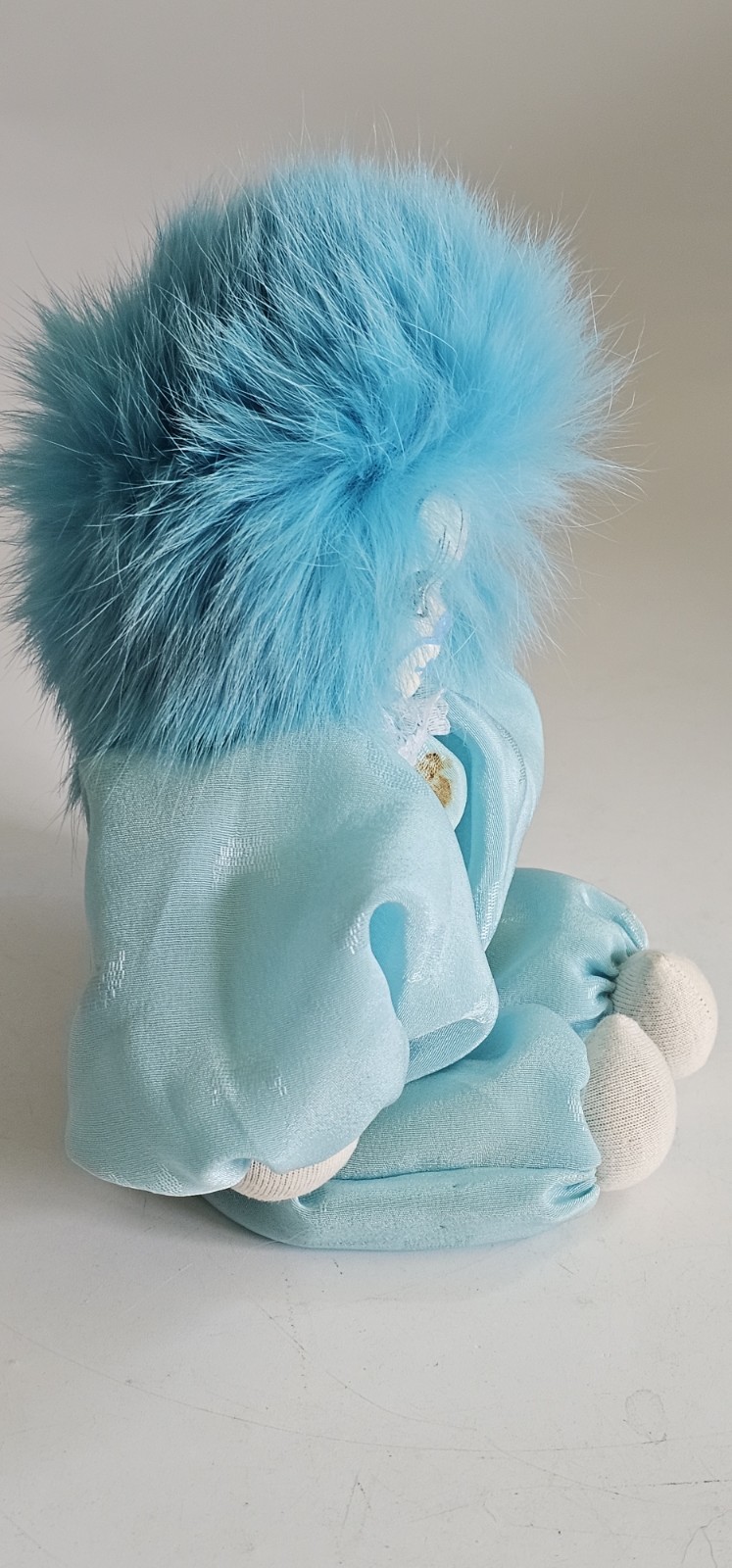Vtg Q-Tee Clown Sand Doll Rabbit Hair Painted 1980s Aqua