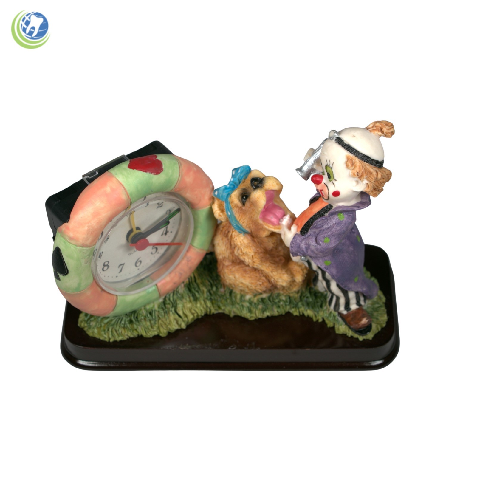 Dental Office Dentist Figurine Decoration Clown & Sitting Bear Patient W/ Clock