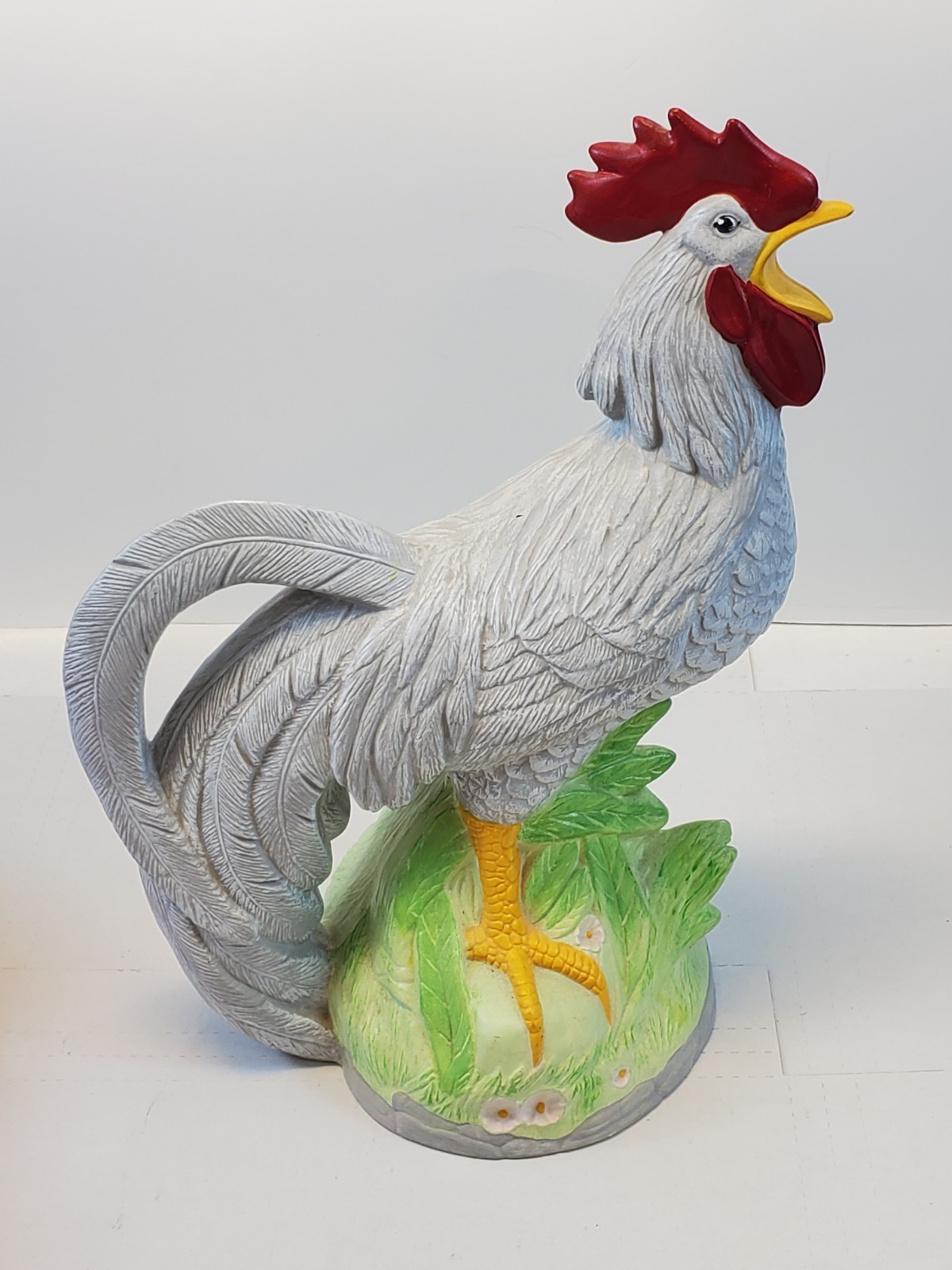 Ceramic Rooster Grey Farm Kitchen Decor Large 15 Inches Tall Beautiful Vintage