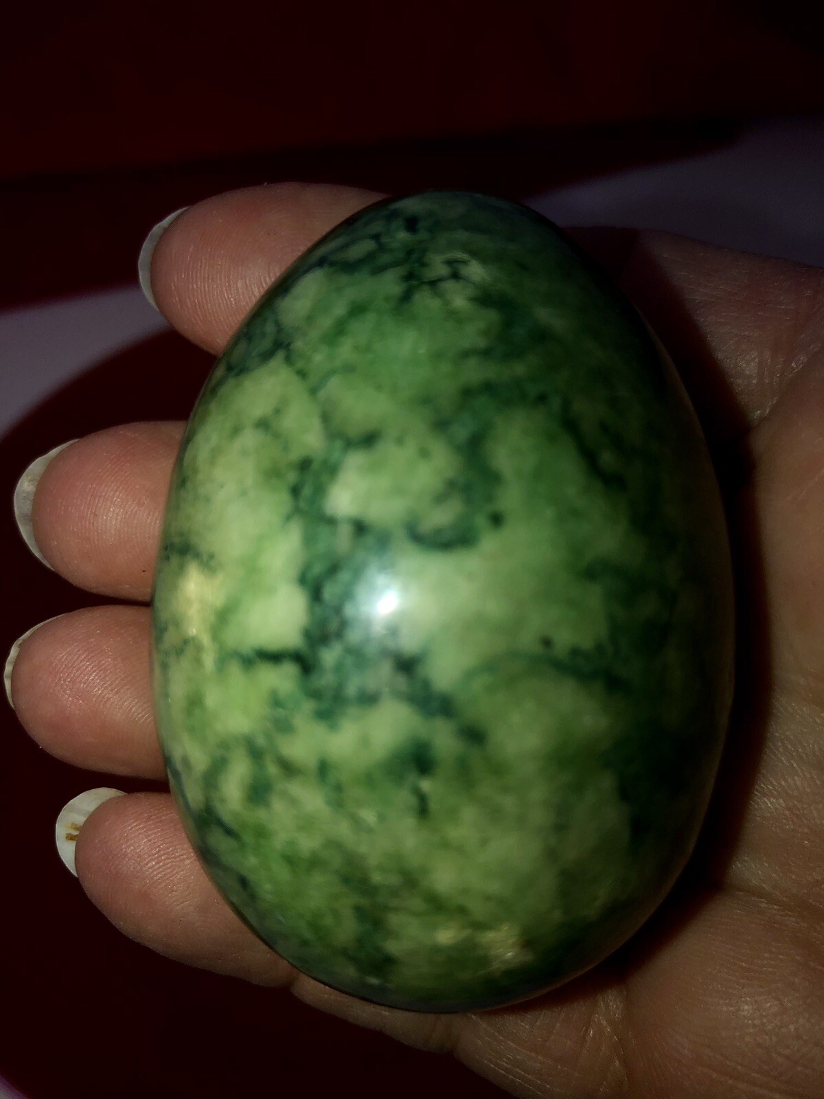 LOT 4 MARBLE / ALABASTER EASTER EGGS 2” RED GREEN GRAY BROWN BEIGE