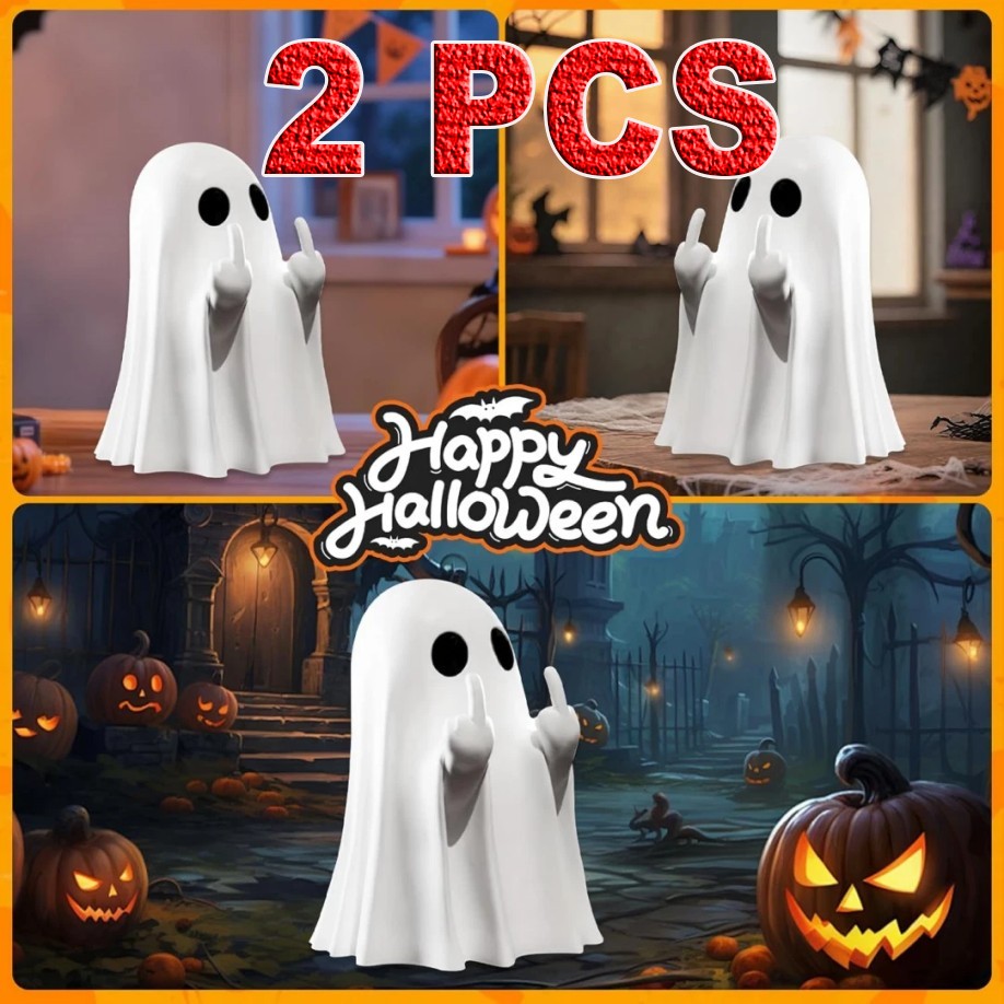 (2 Pack ) Cute Ghost Figurine Spooky Resin Statue Decoration Home Tabletop–+/%