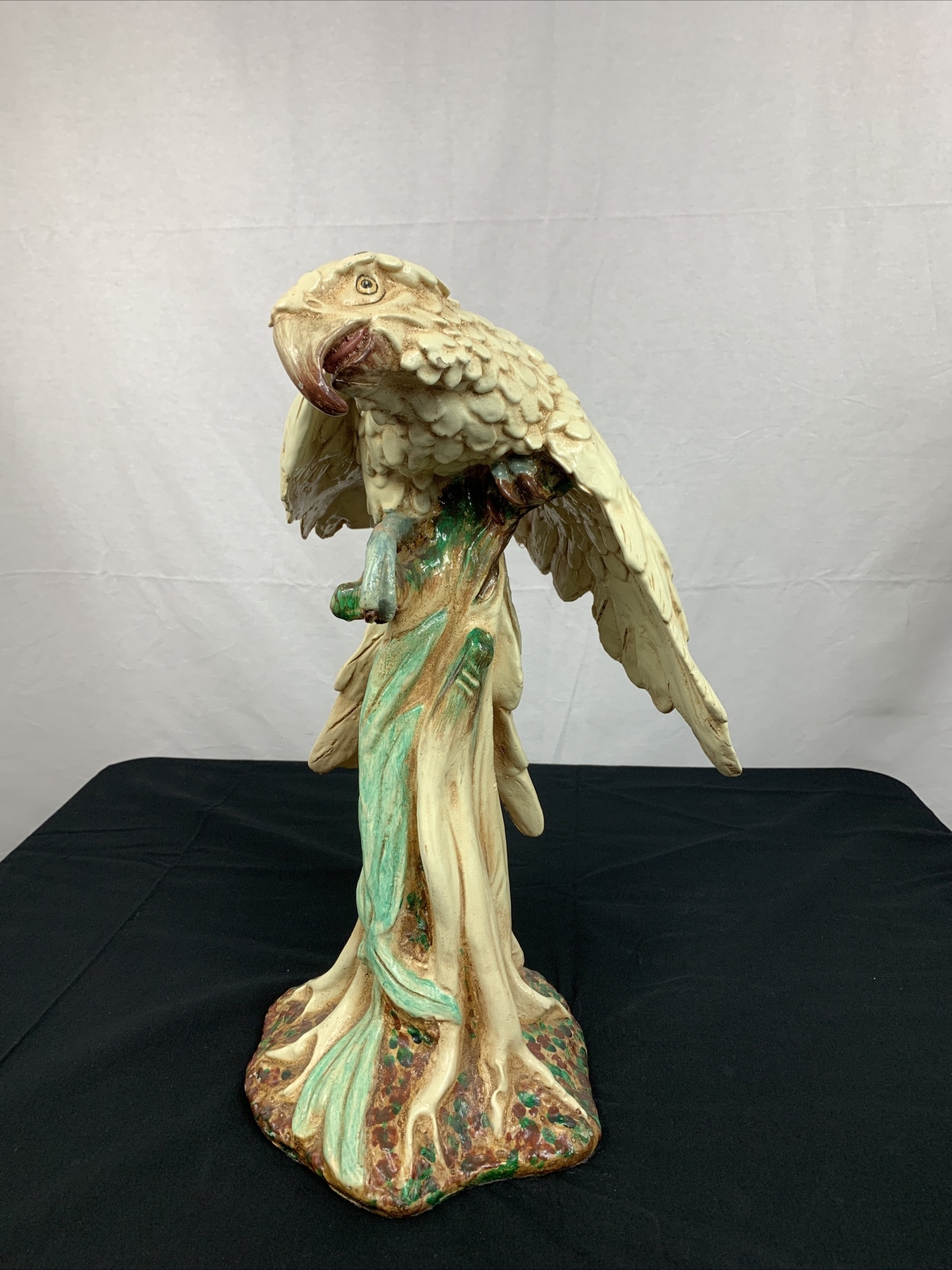 Ceramic Parrot Large Bird 19″ Tall Heavy Vintage Italian Style Flaws See Picture