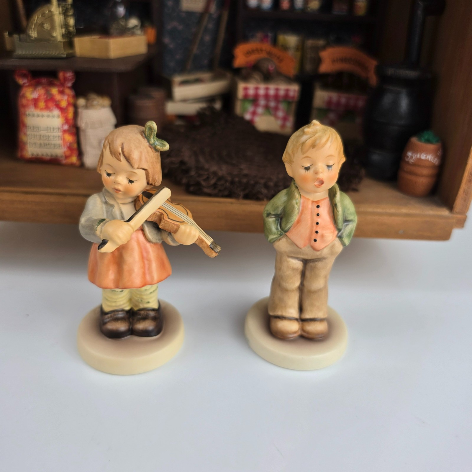 Miniature General Store Roombox Diorama Hummel Figurines Hand Shingled Artisan