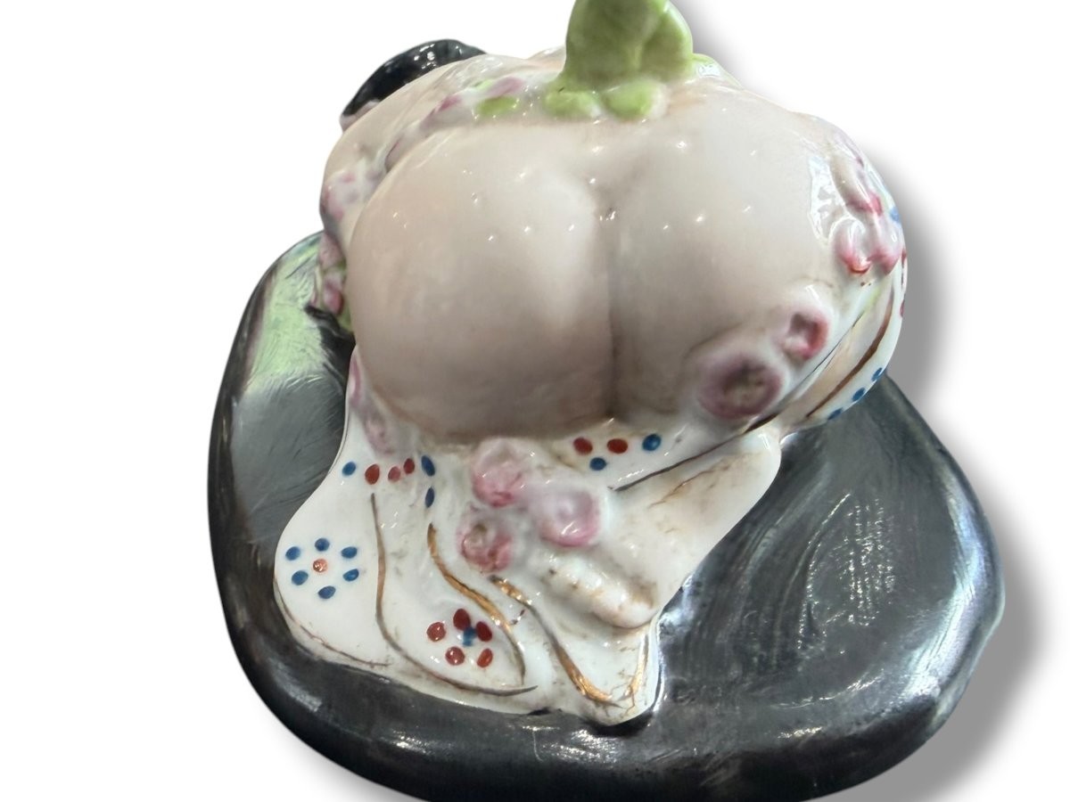 Antique Statue Woman Paperweight Nude Sculpture Porcelain Lady Deco Art Female