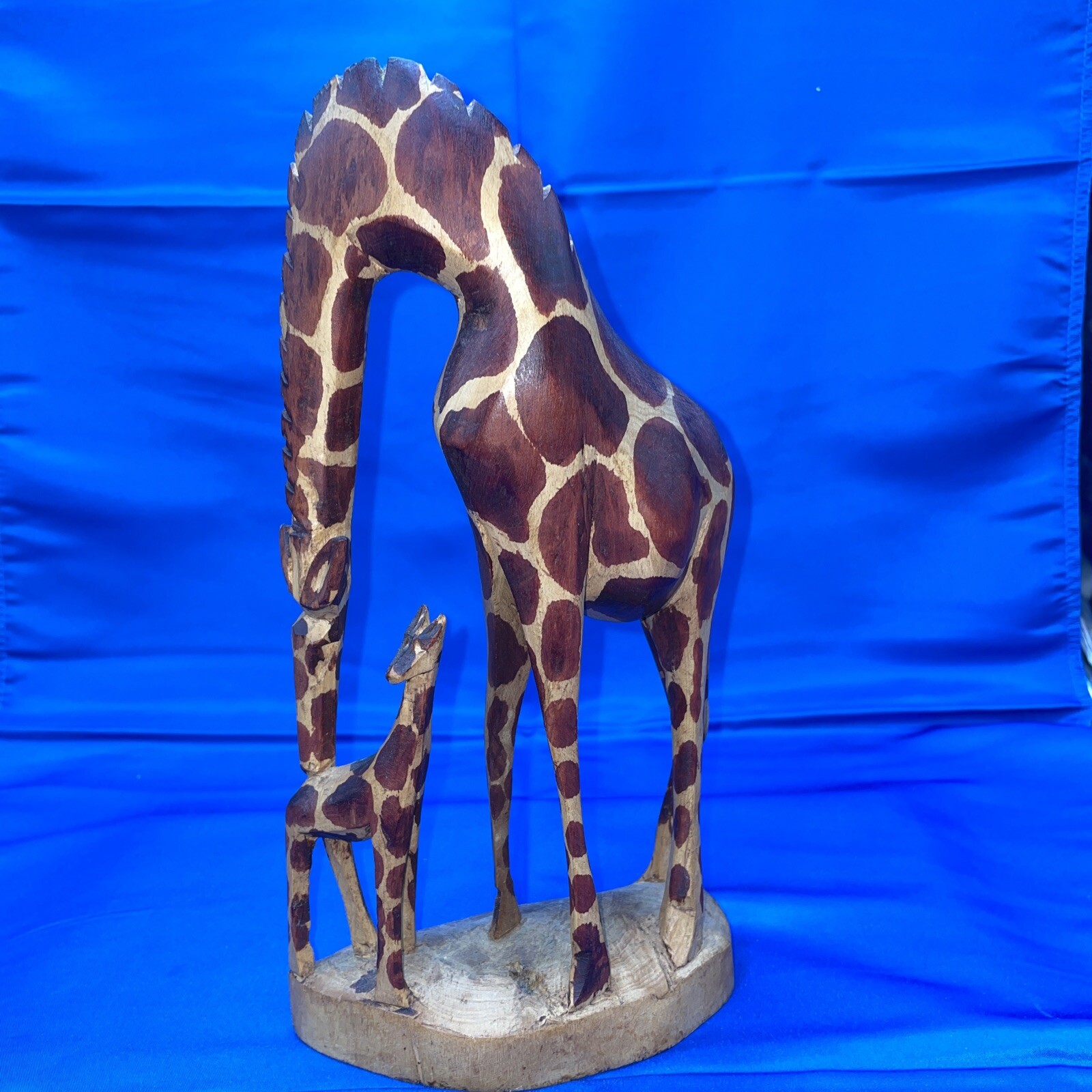Vintage Carved Hardwood Giraffes 11.58″ Mom & Baby