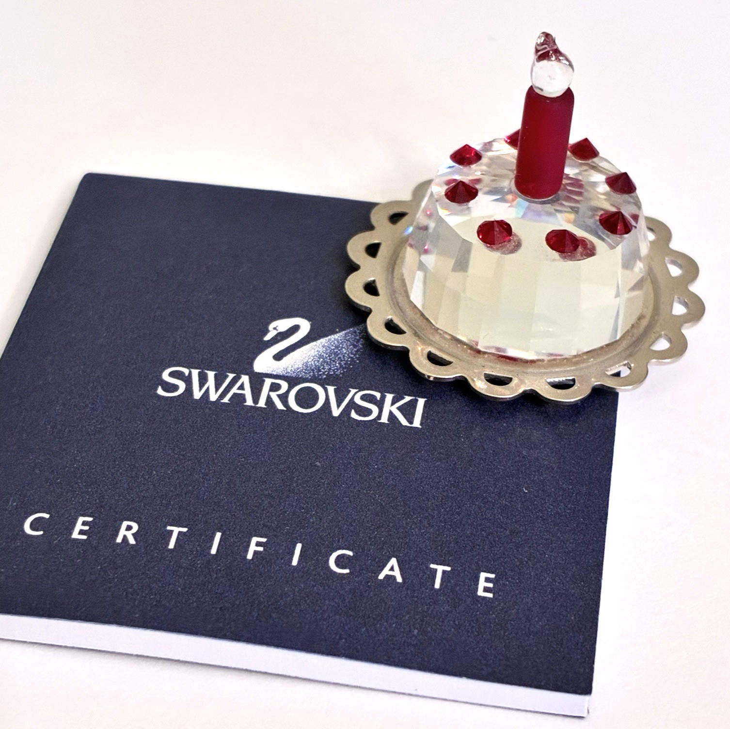 Swarovski Happy Birthday Cake Crystal with Red Candle 296555 COA Box Retired