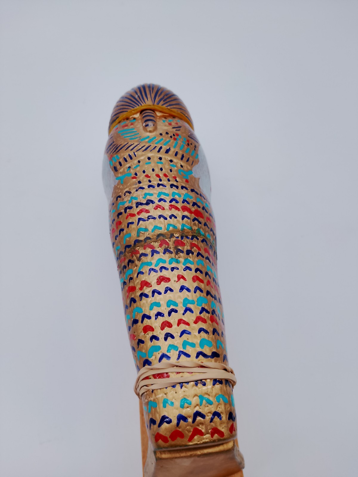 Beautiful Handpainted Miniture Replica of King Tut Mummy. Made In Egypt 9.5