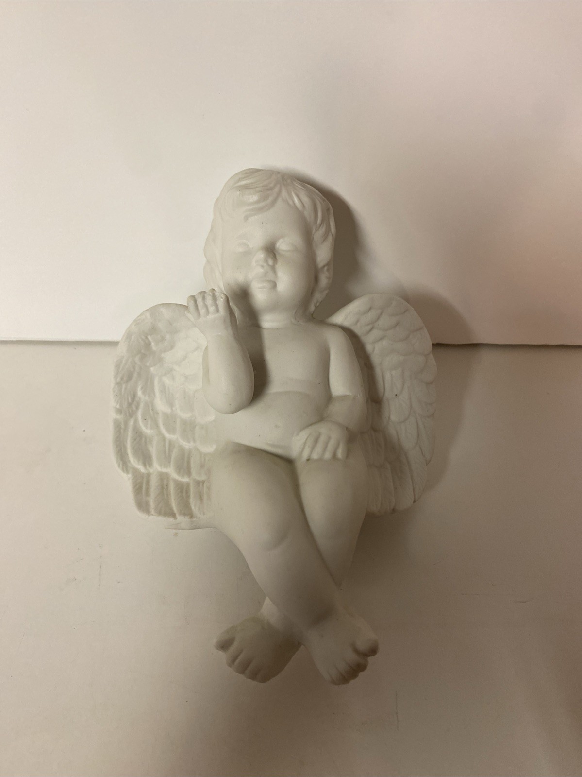 Vintage Bisque Angel Cherub Shelf Sitter Figurine Book Sitter 7”