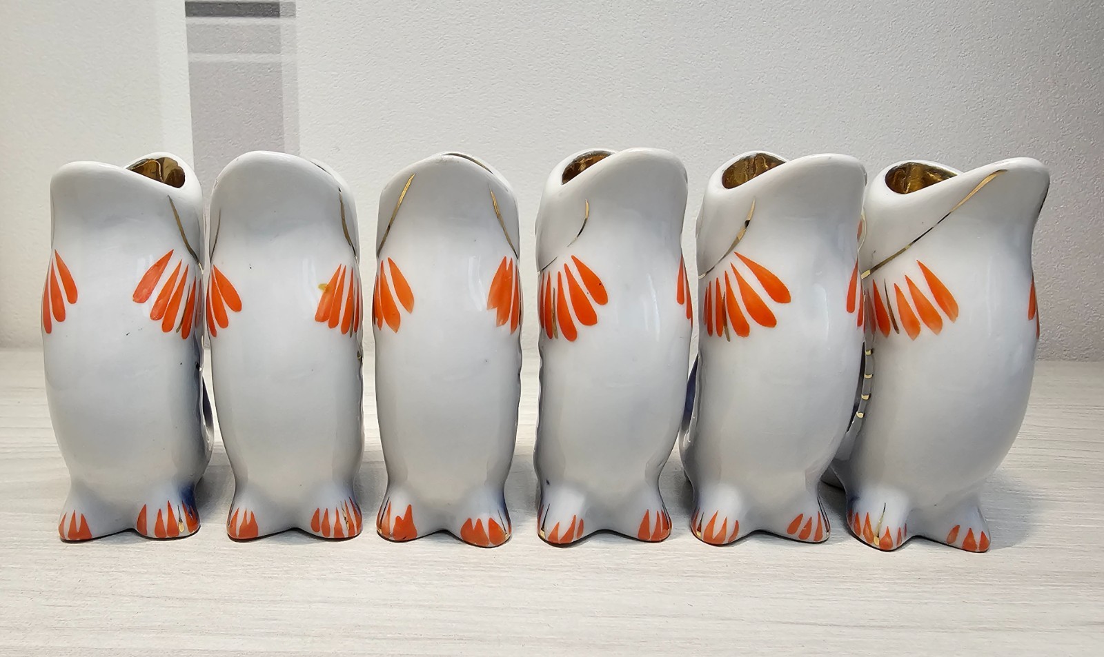 Soviet USSR Ukrainian Porcelain Fish Decanter and 8 Shot Glasses Polonnoye 700ml