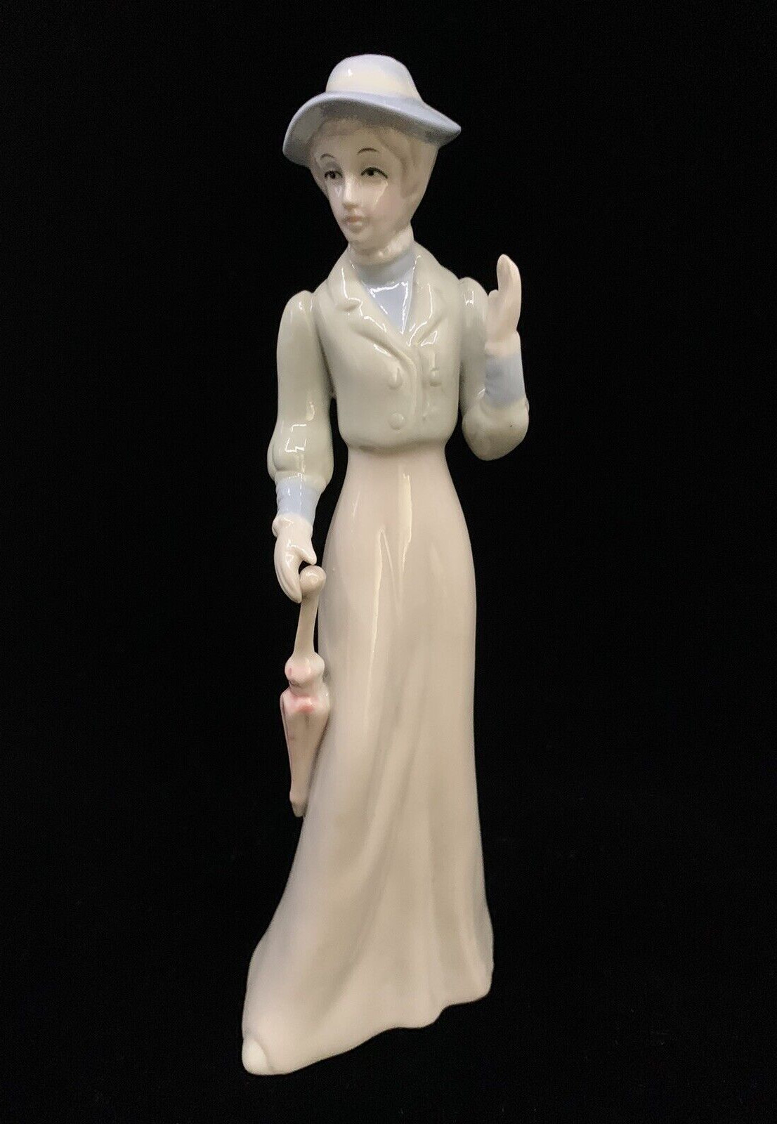 Set 2 Imcor Women Lady Woman Porcelain Figurines with Parasol Umbrella 8.25” Vtg