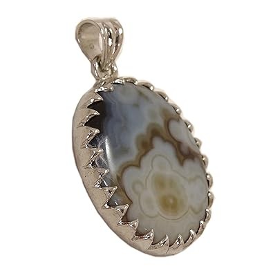 Pure Silver 65 Carat Sulemani Hakik Gemstone Pendant for Unisex