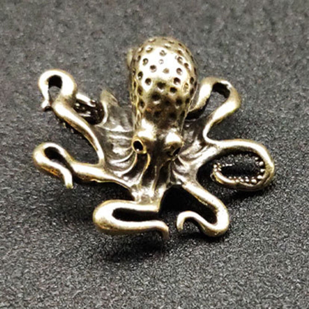 1Pc Brass Octopus Figurine Mini Statue Home Decoration Animal Figurines Gifts US