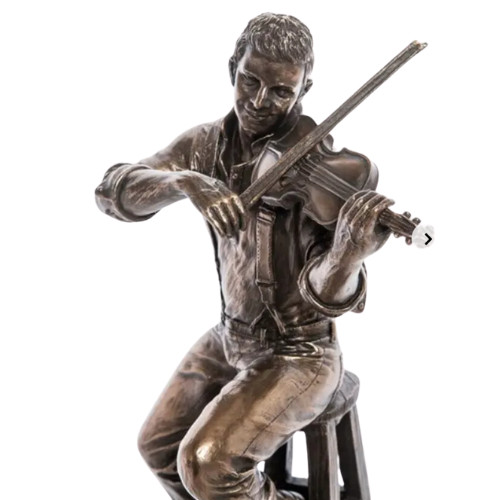Violinist Statue Figure Polystone Bronze Home Decor Gift Made in Italy 9.4″