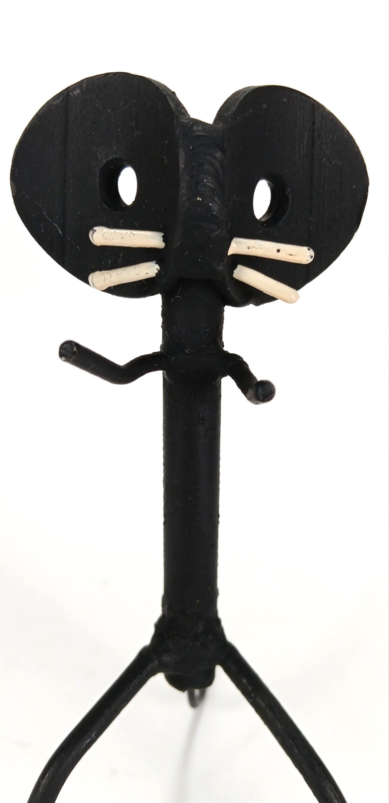 VTG Mouse Sculpture Handmade Mid Century Black Cast Metal Abstract Art Figure
