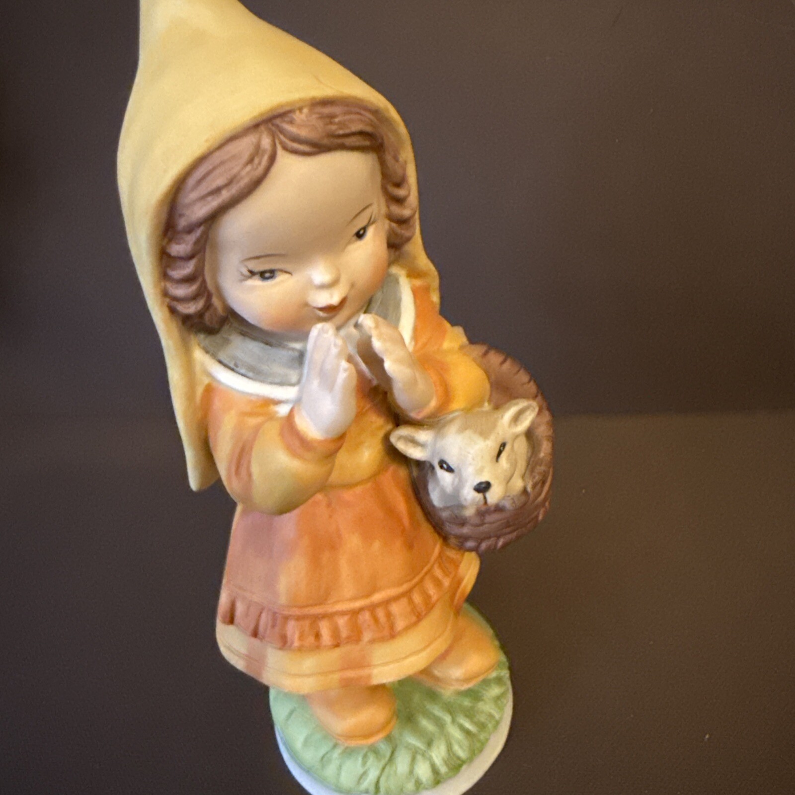 VTG Fine Quality Lego Porcelain Figurine Girl With Puppy in Basket Made in Korea