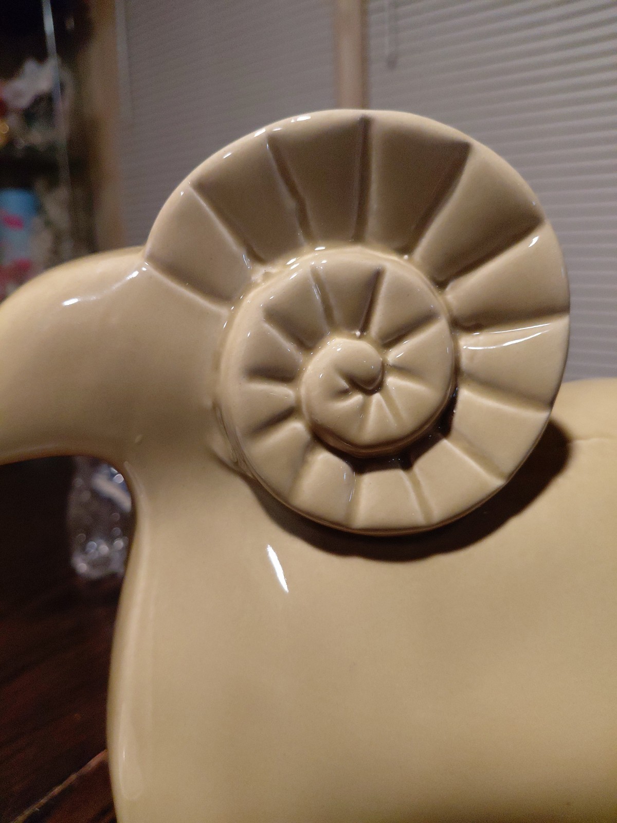 Ram Ceramic Figurine Aries Cream Yellow Exc 8 Inch
