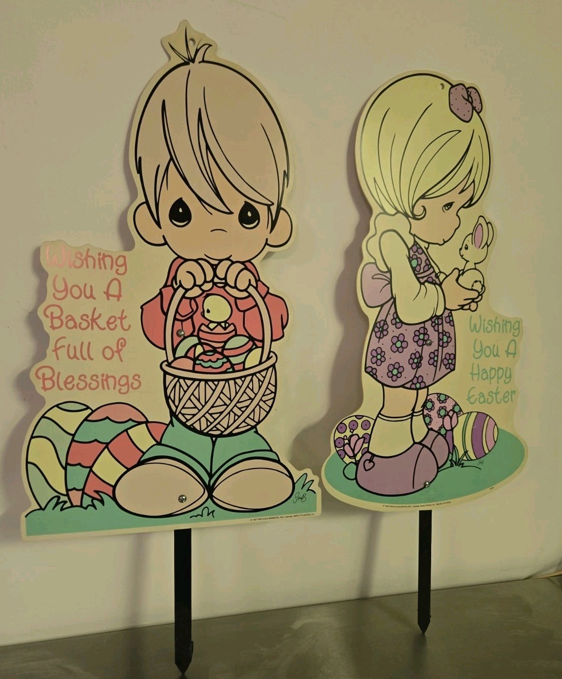 Precious moments large yard lawn decor art outside sign boy and girl easter