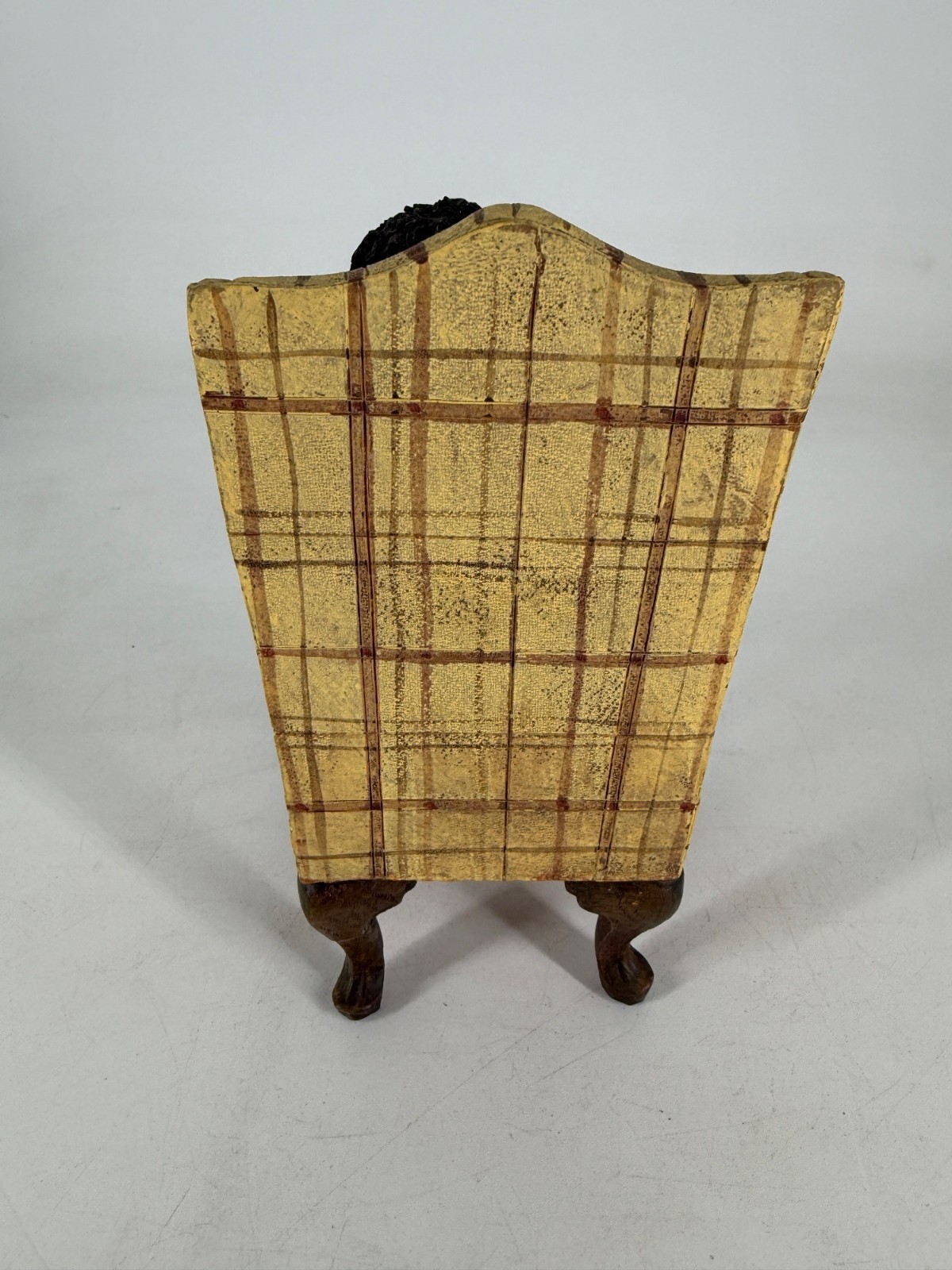 Vintage African American Girl Figurine With Teddy Bear On Plaid Chair
