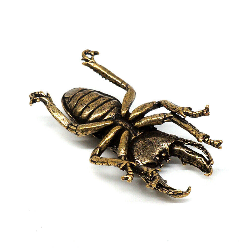 3PCS Solid Brass Insect Figurine Beetle Statue Home Animal Decor Ornament Gifts