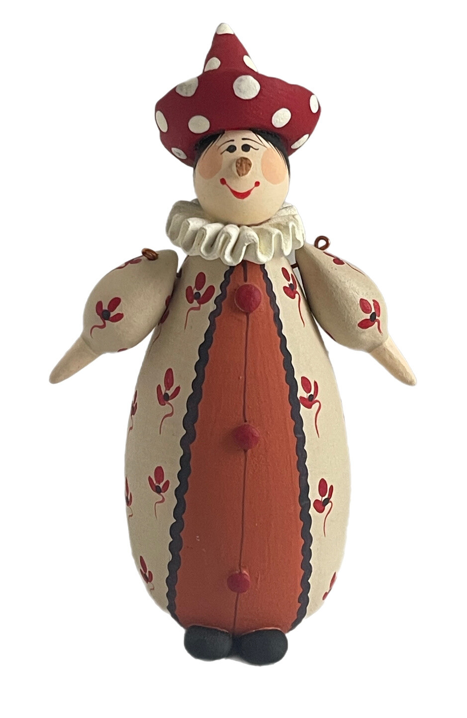 Giovanni Arnoni Hand Painted Articulated Clay Figurine Court Clown 5” As Is Vtg