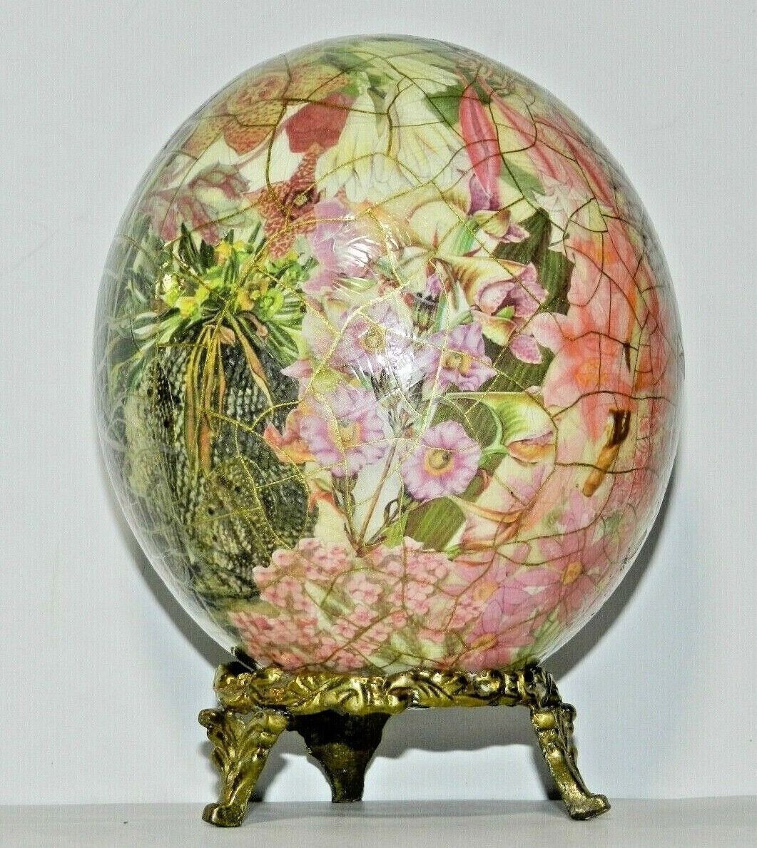 Decoupage Ostrich Egg With Stand
