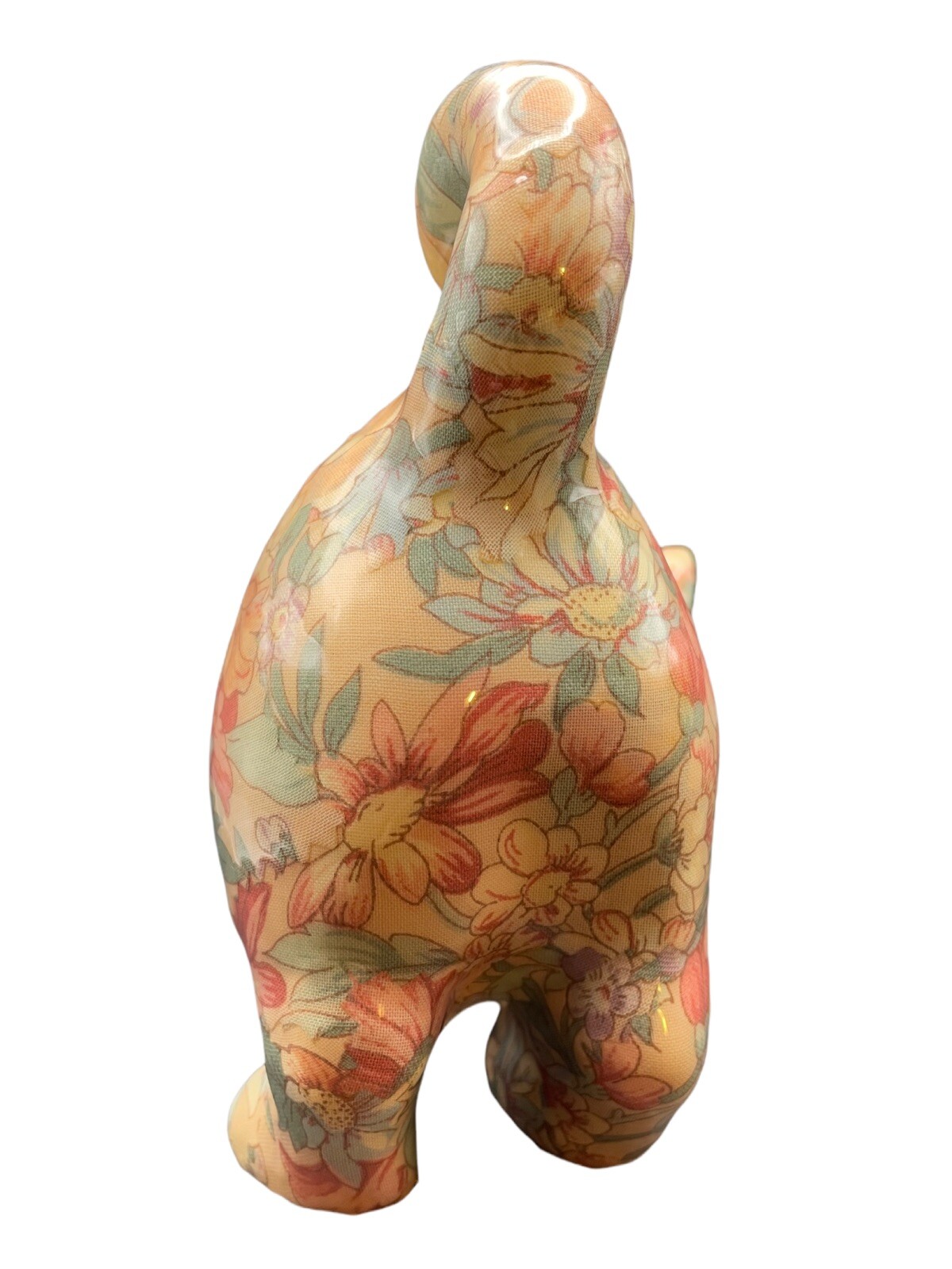 Vintage Floral Decoupage Patchwork Porcelain Cat Figurine Joan Baker ?