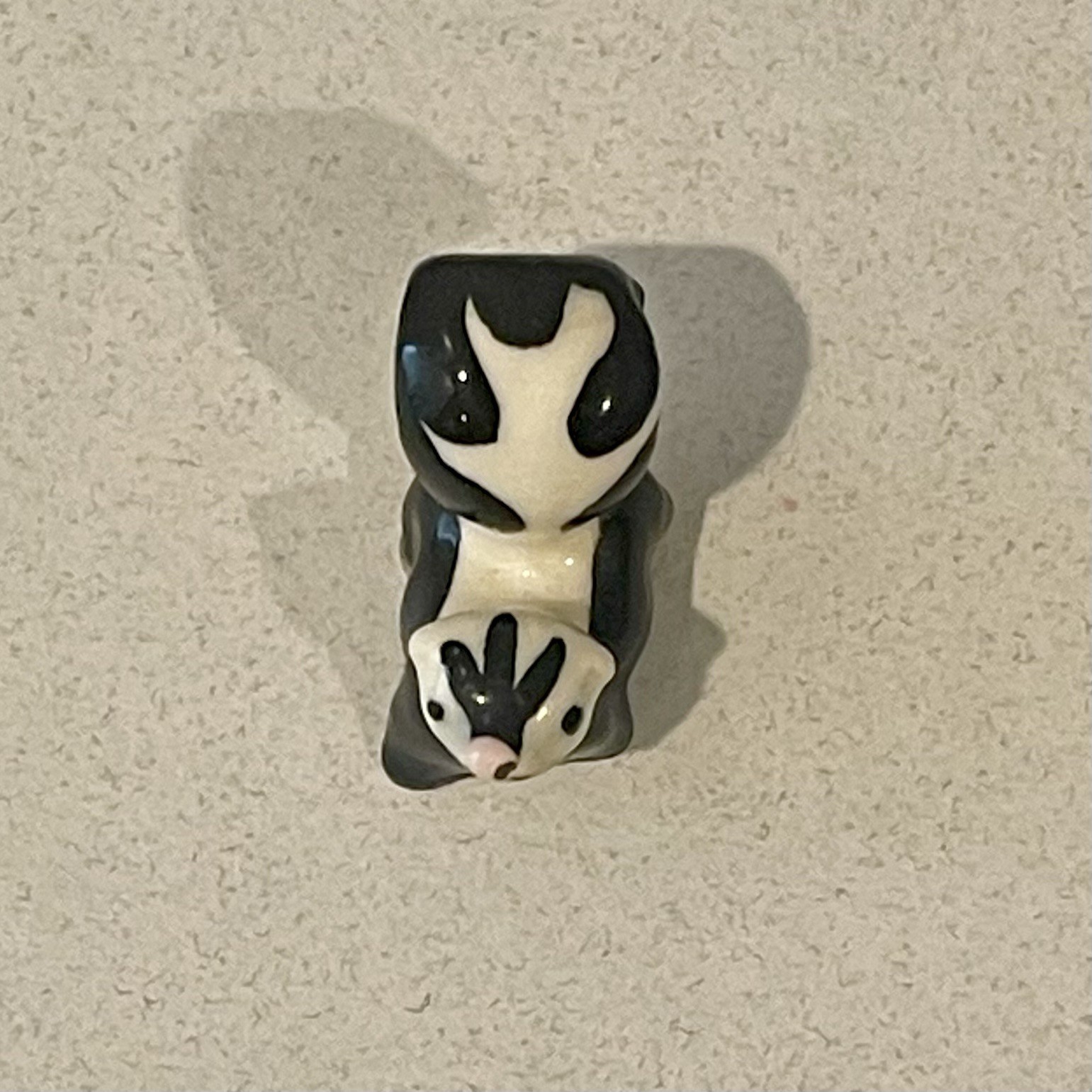 Vintage Hagen Renaker Baby Skunk Ceramic Miniature Figurine Black White Retired