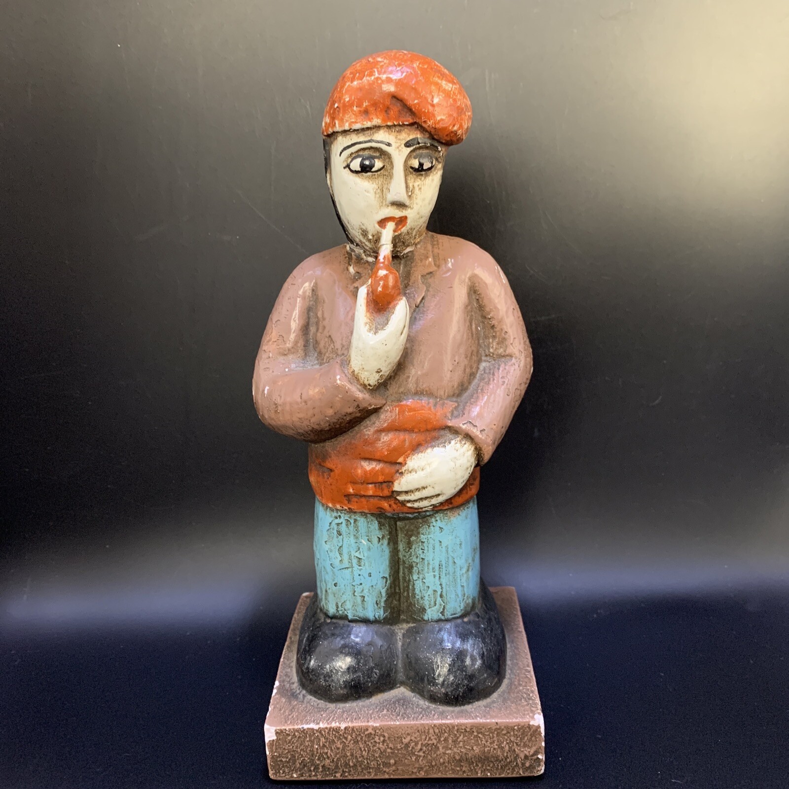1967 Ethan Allen Bisque Man with Pipe Figure 9-1/2” Tall