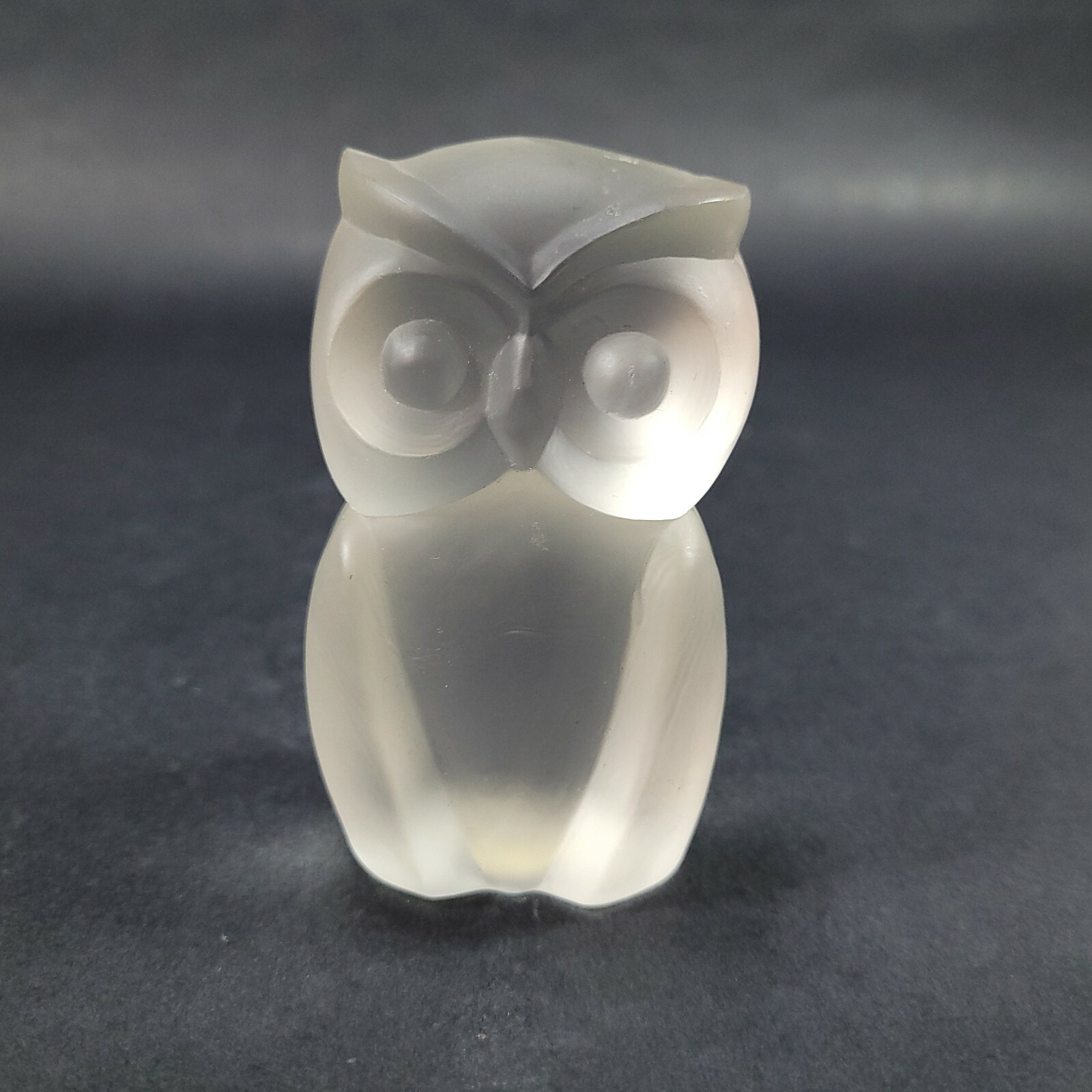 Satin Glass Owl Figurine The European Collection Germany Vintage White Molded