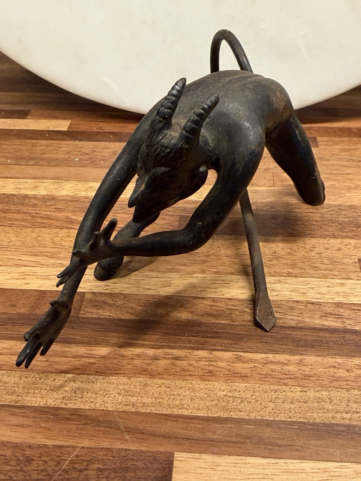 Vintage USSR Cast Iron Fighting The Devil Sculpture Statue Figure Kasli